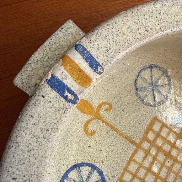 Modernist Bowl Tray Planter Alfaraz ceramic art Brutalist Hand painted Large - Picture 11 of 12